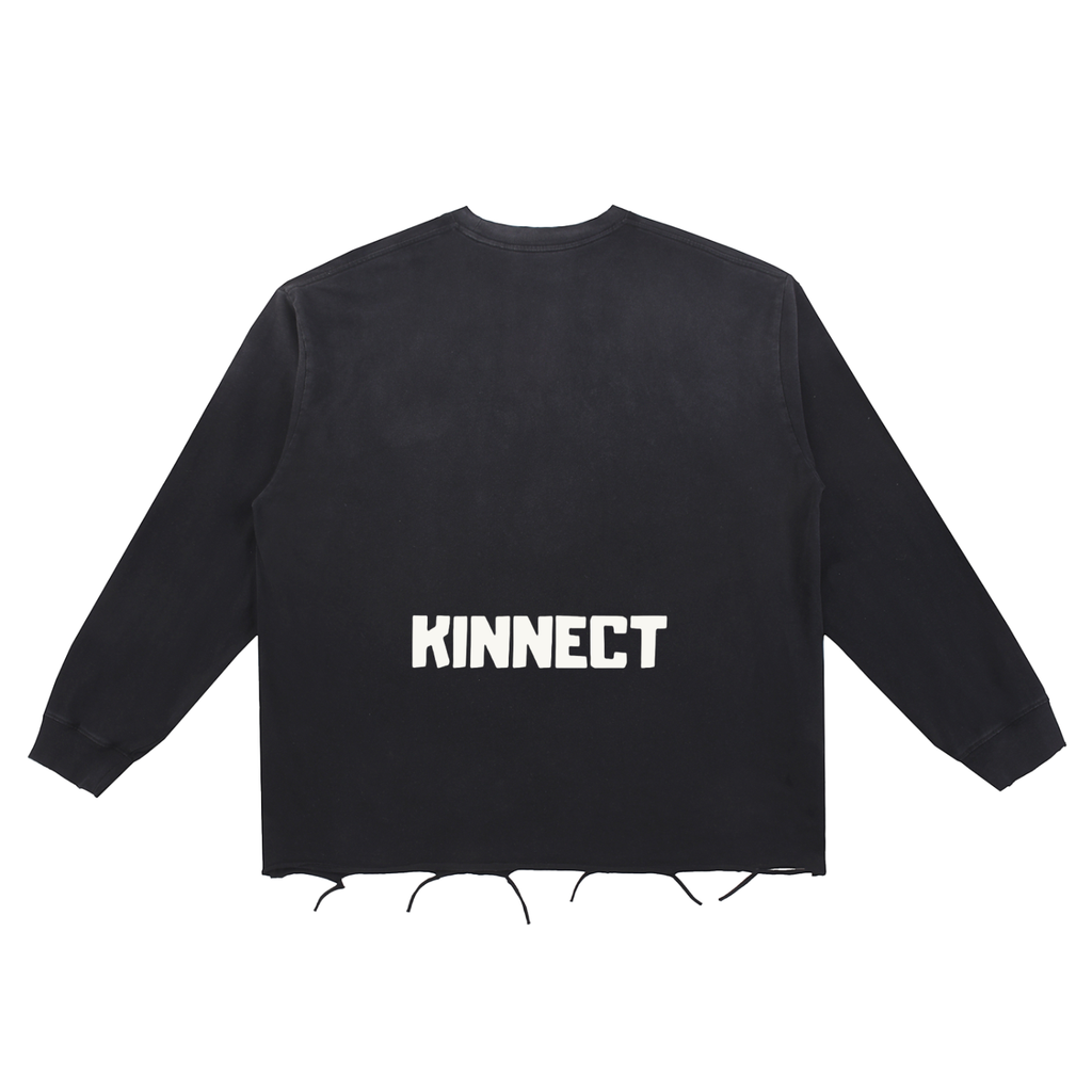 Snow Wash Raw Edge Cotton T-Shirt