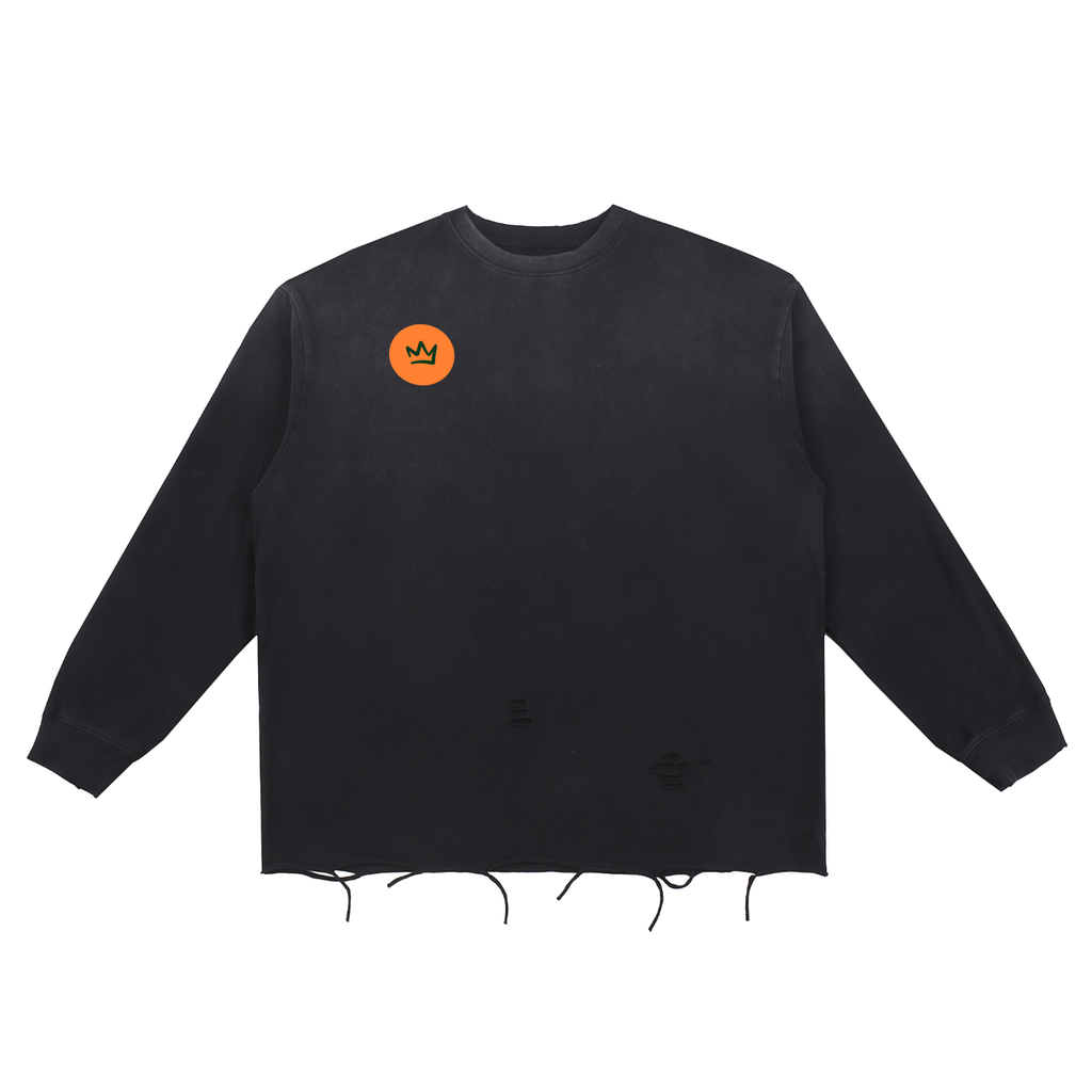 Snow Wash Raw Edge Cotton T-Shirt